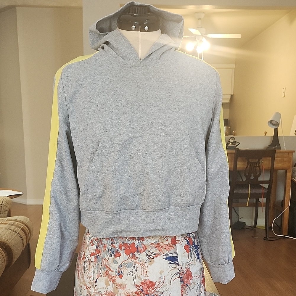 Girls Gray Hoodie with Yellow Accents